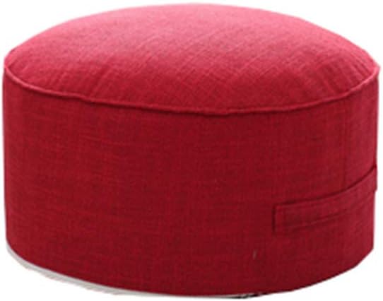 JINGXIN Cotton & Linen Floor Seating Pad Round Futon Stool Case Washable - Diameter 15 inch,Red