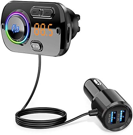 21最新 Fmトランスミッター シガーソケット Usb 車載充電器 Bluetooth 5 0 Edr 2 Usbポート 5v 2 4a3a Qc3 0急速充電 Mp3プレーヤー Cvcノイズ軽減 マイク内蔵 ハンズフリー通話 Tfカード Aux In対応 Google Assistant Siri対応 波数仕様 87 5 108 0mhz