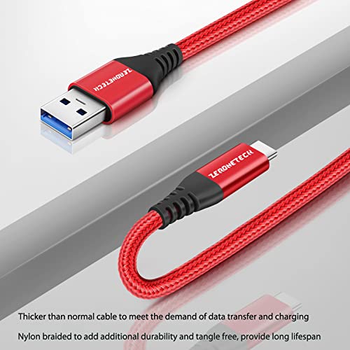 USB C Short Cable, [1FT-2 Pack] USB-A to Type-C Braided Fast Charging Cord, Power Bank and Portable Charger Cable, Compatible with Sony XZ, LG V50 V20 G5 G6, HTC 10, Moto Z Z3, Switch, Docking station