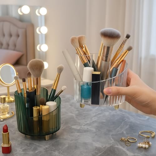 Organizador de Maquiagem Organizador de Pincéis de Maquiagem Beleza Porta Pincel para Viagem em Acrílico Transparente Cor Sortida Design Moderno Compartimentos Divididos Premium