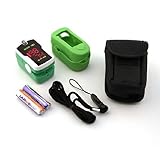 Concord Jade Green Fingertip Pulse Oximeter - Blood Oxygen Saturation Monitor with Silicon Cover, Batteries, Carrying Case and Lanyard