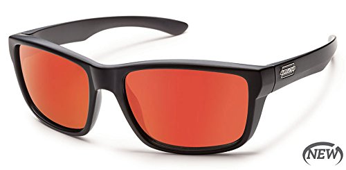 Suncloud Mayor Polarized Sunglass with Polycarbonate Lens, Matte Black Frame/Red Mirror