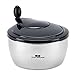 KitchenWorldwide - Stainless Steel Salad Spinner - Easy spin - Dry Lettuce, Greens & Veggies - Quality Built To Last. Best Spin Mechanism - 3 Year Warranty - Comes With Container + Knife