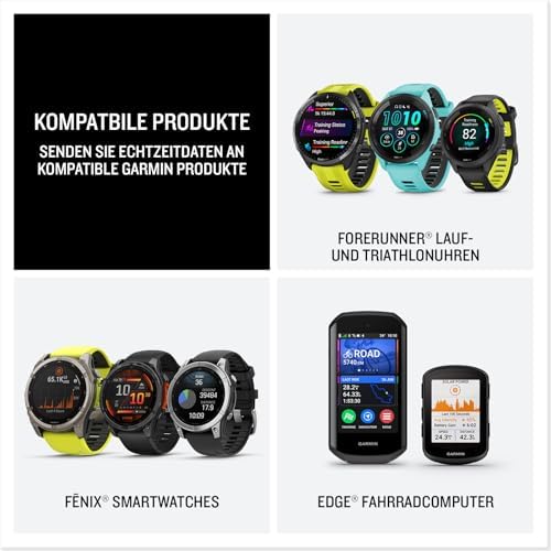 HRM 600 - Herzfreqzenz-Brustgurt zur Messung von präzisen Herzfrequenz- und HFV-Daten, Schritten, Geschwindigkeit und Distanz, bis zu 2 Monate Akkulaufzeit mit aufladbarem Akku, Größe M-XL