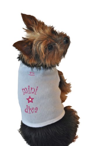 Ruff Ruff and Meow Doggie Tank Top, Mini Diva, White, Small