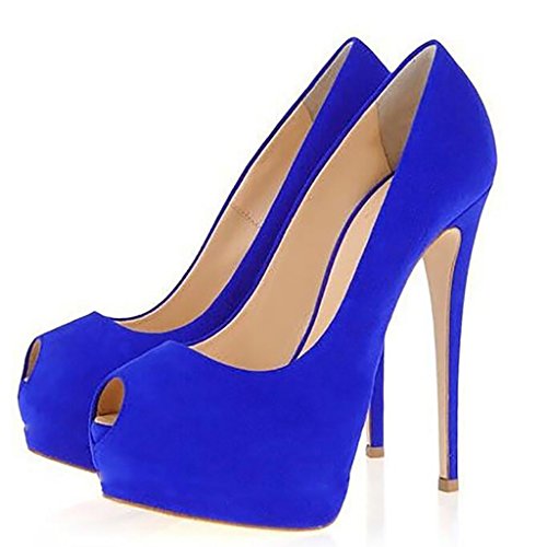 Mavirs Women S Cymn Blue Peep Toe Stiletto High Heels Slip On Import It All import it all