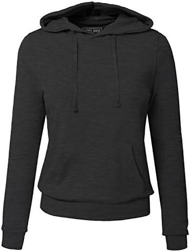YOKO SHOP Women Basic Pullover Hoodie-CHARCOAL-2XL