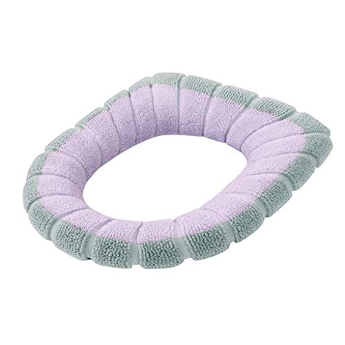 Monoche Bathroom Soft Thicker Warmer Stretchable Washable Cloth Toilet Seat Cover Pads Ideal for Adults and Kids (B)