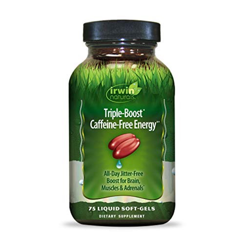 Irwin Naturals Triple-Boost Caffeine-Free Energy - Lasting, Jitter-Free Focus - Brain Boosting Nootropic - 75 Liquid Softgels