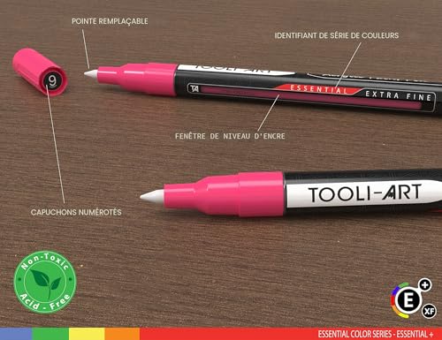 TOOLI-ART Acrylic Paint Markers, 30 Pack Extra Fine 0.7mm Tip for Rock Painting, Canvas, Ceramics, Glass, Metal, Fabric, Wood Non-Toxic, Water Based, Quick Dry
