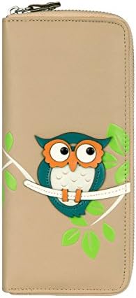 MENKAI Women's Zipper Around Wallet Owl Appliqued Fashion Coin Case Card Holder 757W1