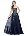 Women Satin Bridesmaid Dress Maxi Evening Prom Dresses Size 10 Navy Blue CL675-2