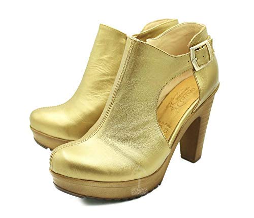 gold leather booties