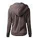nurrat Women Fashion Solid Long Sleeve Hooded Front Zipper Plush Sweatshirt Coat Cardigans