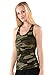 Vibrant Vixen Women's Yoga Sports Tank-Top and Bra with Removable Pads Camouflage Print Workout Crop Top (VCMTT-Green, S/M)