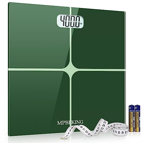 Weight Scale, MPBEKING Scale for Body Weight Highly Accurate Digital Bathroom Scale Weighing Machine Measures Weight up 400 lb/180kg with Lighted LCD Display Battery & Tape Measure