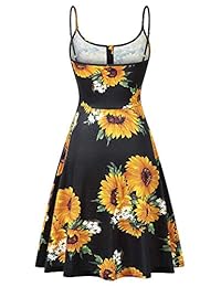 VETIOR - Vestido para mujer sin mangas, ajustable, con rayas, acampanado, Midi