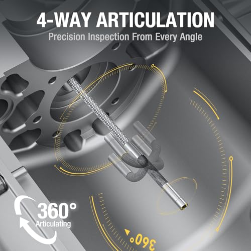 Teslong TF600 3.9mm 4-Way Articulating Borescope for Automotive Engine | Professional Mechanic Inspection Camera, Ergonomic Design, 6-inch 1920x1080 IPS Screen, 6 LEDs, IP67, 6000mAh, 32GB, 5FT