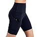 ODODOS High Waist Out Pocket Yoga Short Tummy Control Workout Running Athletic Non See-Through Yoga Shorts,Navy,XX-Large