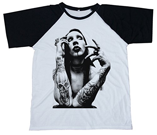 Me Unisex Marilyn Manson White T-shirt with Black Sleeves