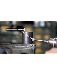 Drill America   Broca de cobalto de vástago reducido serie DWDCO, (33 64"   1 1 2"), ángulo de corte 135 grados, vástago de 1 2", espiral de 3", longitud total de 6", ángulo de corte de la punta de 135 grados, 5 8", (3 flat),