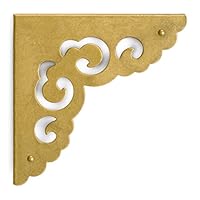 CBH Brass Ocean Wave Corner Plate Hardware 3.1" - Set of 2