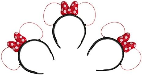 LED Minnie Mouse Ears and Headbands in Red Color with Polka Dots - Set of 3!