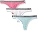 Calvin Klein Women's Radiant Logo Cotton 3 Pack Thong Panty, Pink/White/Blue, Large