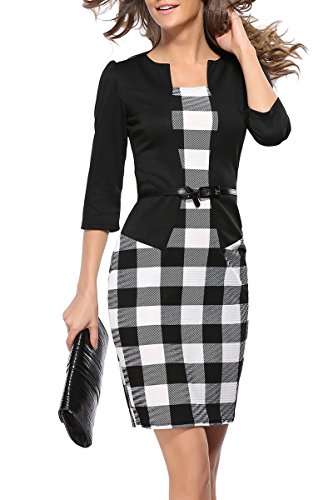 to Work Business Bodycon One-piece Dress เดรส แฟชั่นชุดทำงาน YMING ผู้หญิงs Colorblock Wear