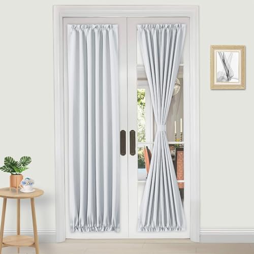 DWCN Rod Door Curtains, Polyester & Polyester Blend, Greyish White, 25 x 72 | 1P