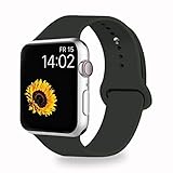 VATI Sport Band Compatible for Apple Watch Band 42mm 44mm, Soft Silicone Sport Strap Replacement Bands Compatible with 2019 Apple Watch Series 5, iWatch 4/3/2/1, 42MM 44MM S/M (Dark Olive)
