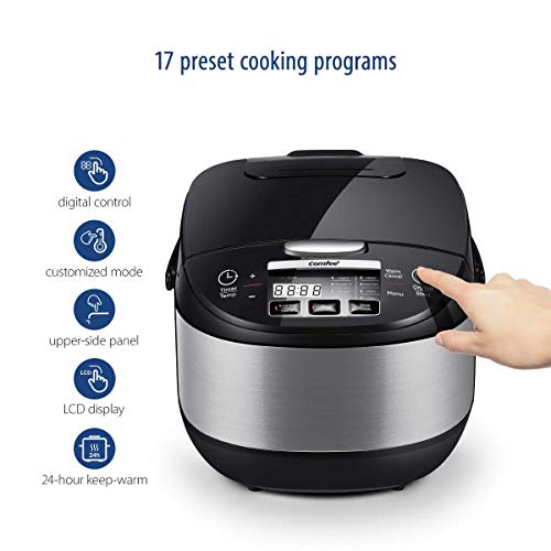 COMFEE' MB-FS5077 Japanese, Professional 17-in-1 Multi Cooker, Rice Warmer with Food Steamer, Stainless Steel Inner Pot, 5L 20 Cups, (Renewed)