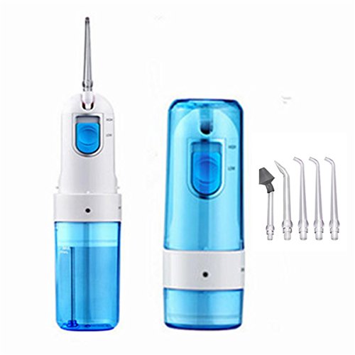 Rechargeable Oral Irrigator with Foldable Nozzles Dental Water Flosser for Braces USB Tooth Cleaner Water Jet Flossing with 5 Replacement Tips
