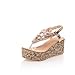 WeenFashion Womans Thong Open Toe Kitten Heels Wedge PU Soft Material Solid Sandals with Glass Diamond