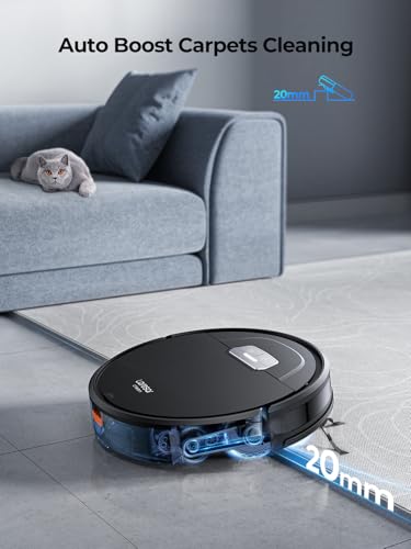 Laresar Clean 8000Pa Robot Vacuum Cleaner with Mop, Robotic Vacuum with Remote Control, Voice, Alexa/APP, 180mins Runtime, Robot Hoover with Auto Carpet Boost, Ideal for Pet Hair, Hard Floors, Carpet