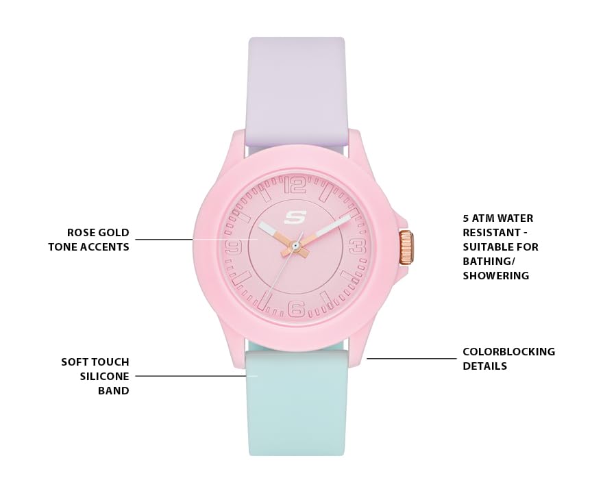 Skechers Women's Rosencrans Mid Quartz Plastic and Silicone Casual Sports Watch