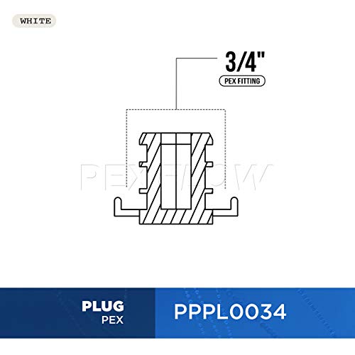 PEXFLOW PPPL0034-5 Plastic PEX Poly Alloy Plug End Cap Barb Pipe Fitting 3/4 Inch Pack of 5, 3/4, White - Thumbnail 4