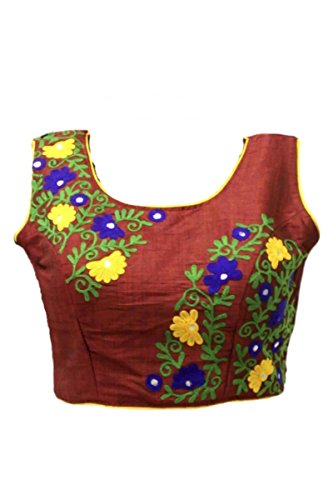 RMB3146 Maroon & Gold Ready Made Designer Saree Blouse