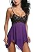 Avidlove Women Outfits Halter Irregular Lingerie Mini Nightwear Lace Babydoll Purple XL