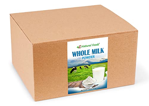 Z Natural Foods Powdered Whole Milk, Nutritious Milk Powder With the Longest Shelf Life, No Refrigeration Required, Perfect For Cooking, Baking, Tea, and Coffee, Gluten-Free, Non-GMO, bulk 55 lb.