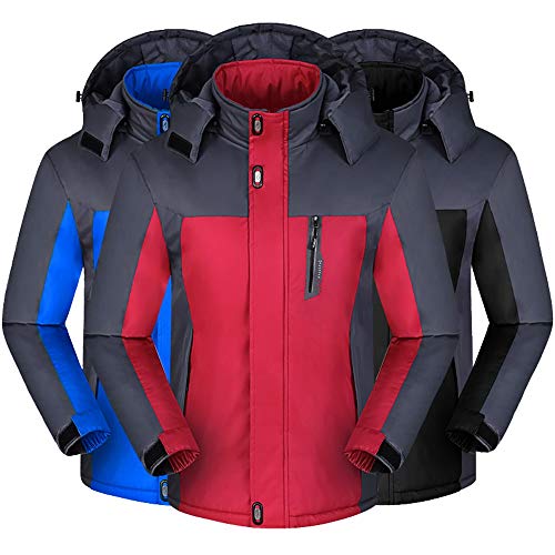 GOVOW Warm Hooded Jacket for Men Winter Long Sleeve Zip Thick Fleece Coat Outwear Wind Jacket(US:18/CN:XXXXL,Black)