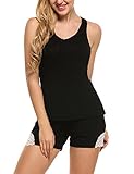 Avidlove Lace Racerback Top+Bottom Women's Pajama Cotton Shorts Set