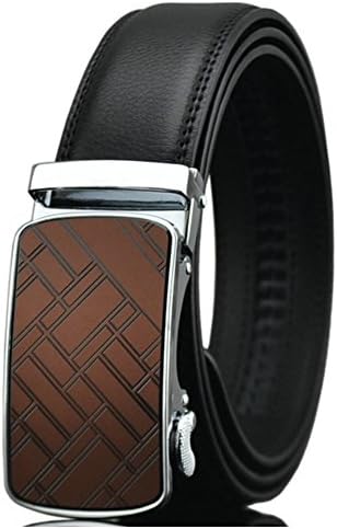 Squeple Men's Automatic Buckle Genuine Leather Belts Black 30-33inch LY1327-1-110