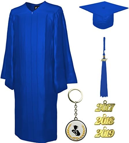 Graduation Cap and Gown and Tassel, Shiny, FIT4GRAD royal blue, size 45
