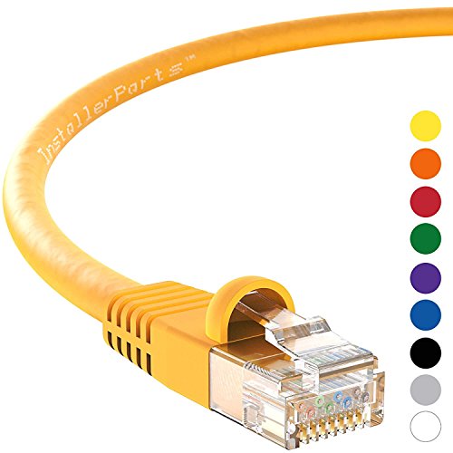 InstallerParts (10 Pack) Ethernet Cable CAT5E Cable UTP Booted 0.5 FT - Yellow - Professional Series - 1Gigabit/Sec Network/Internet Cable, 350MHZ