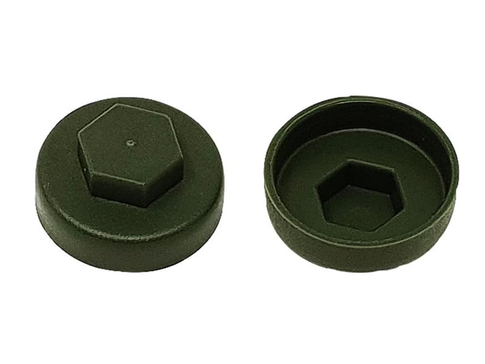 TechFast Roofing Screw Cover Caps | 19mm | Olive Green - Plastic | Box 100