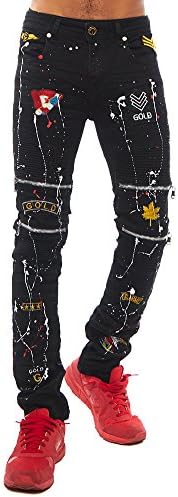 "Graffiti" Gold Leaf Black Jeans 30