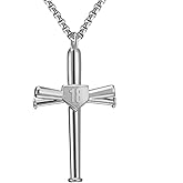 RWQIAN Cross Number Necklace for men - Sport Stainless Steel Cross Silver Chain for Men/Women, Baseball Bat Cross Pendant Chain Baseball Fans Jewelry Gift