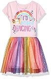 JoJo Siwa Girls' Little Rather Be Dancing Tutu Dress with Tulle Skirt, lightpink/Rainbow, X-Small-4/5