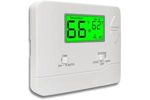 MIUPUTAKE NonProgrammable Thermostat for House, Digital Energy-Saving Thermostat,Single-Stage Systems, 1 Heat/1 Cool, Easy DIY Install, Green Backlight